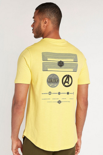 Sustainable Avengers Print Longline T-shirt with U-Hem and Crew Neck
