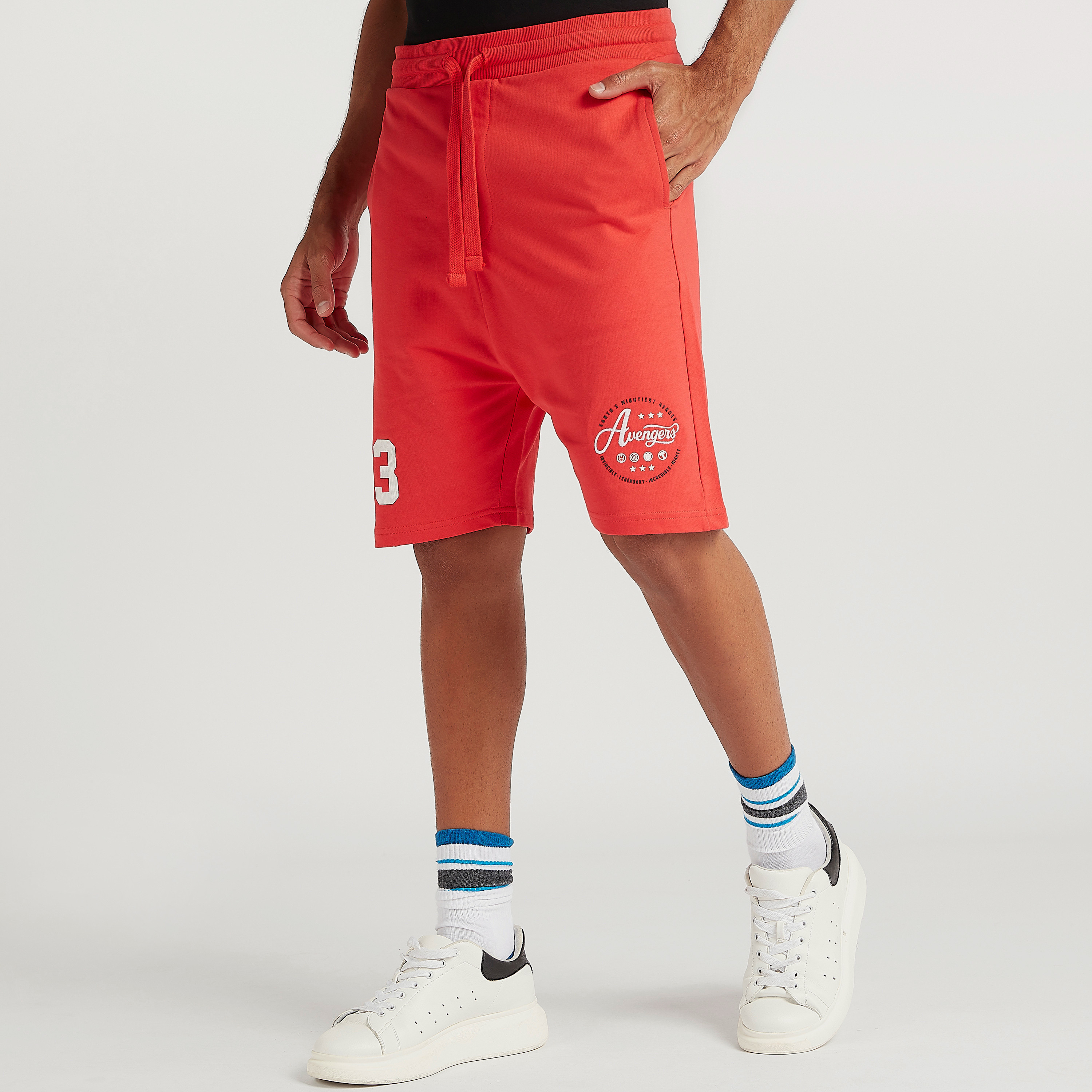 Avengers Print Mid-Rise Shorts with Drawstring Closure-men-clothing-bottoms-shorts-image-1