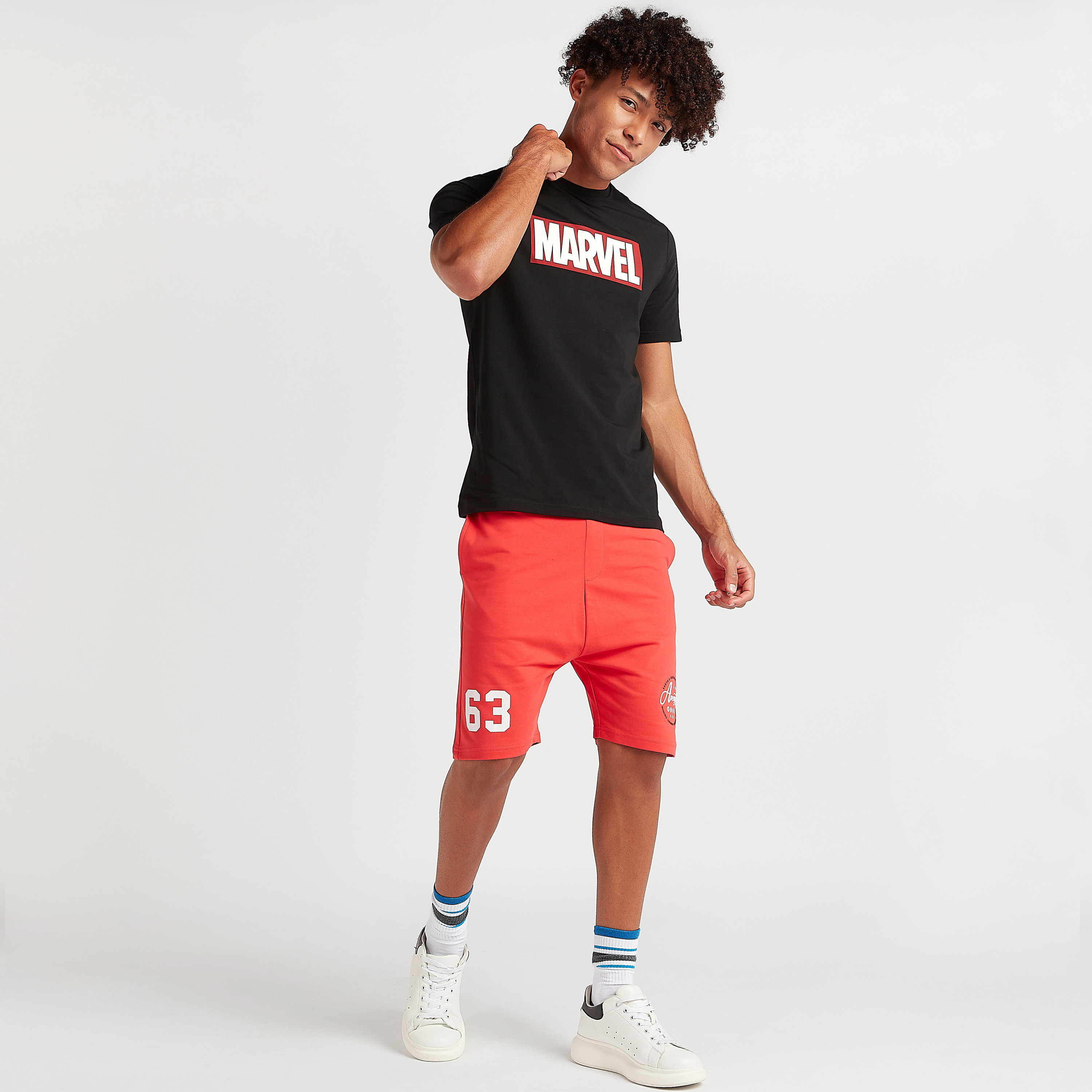 Avengers Print Mid-Rise Shorts with Drawstring Closure-men-clothing-bottoms-shorts-image-2