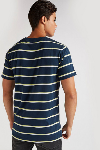 Sustainable Striped T-shirt with Mickey Mouse Embroidery