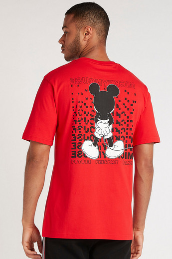 Sustainable Mickey Mouse Print Crew Neck T-shirt with Short Sleeves