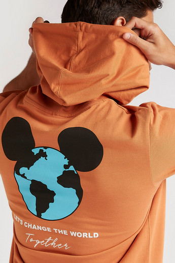Sustainable Mickey Mouse Print T-shirt with Hood and Short Sleeves