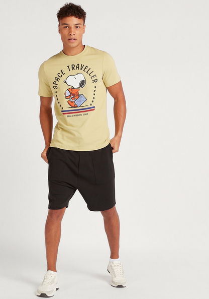 Snoopy Print Crew Neck T-shirt with Short Sleeves