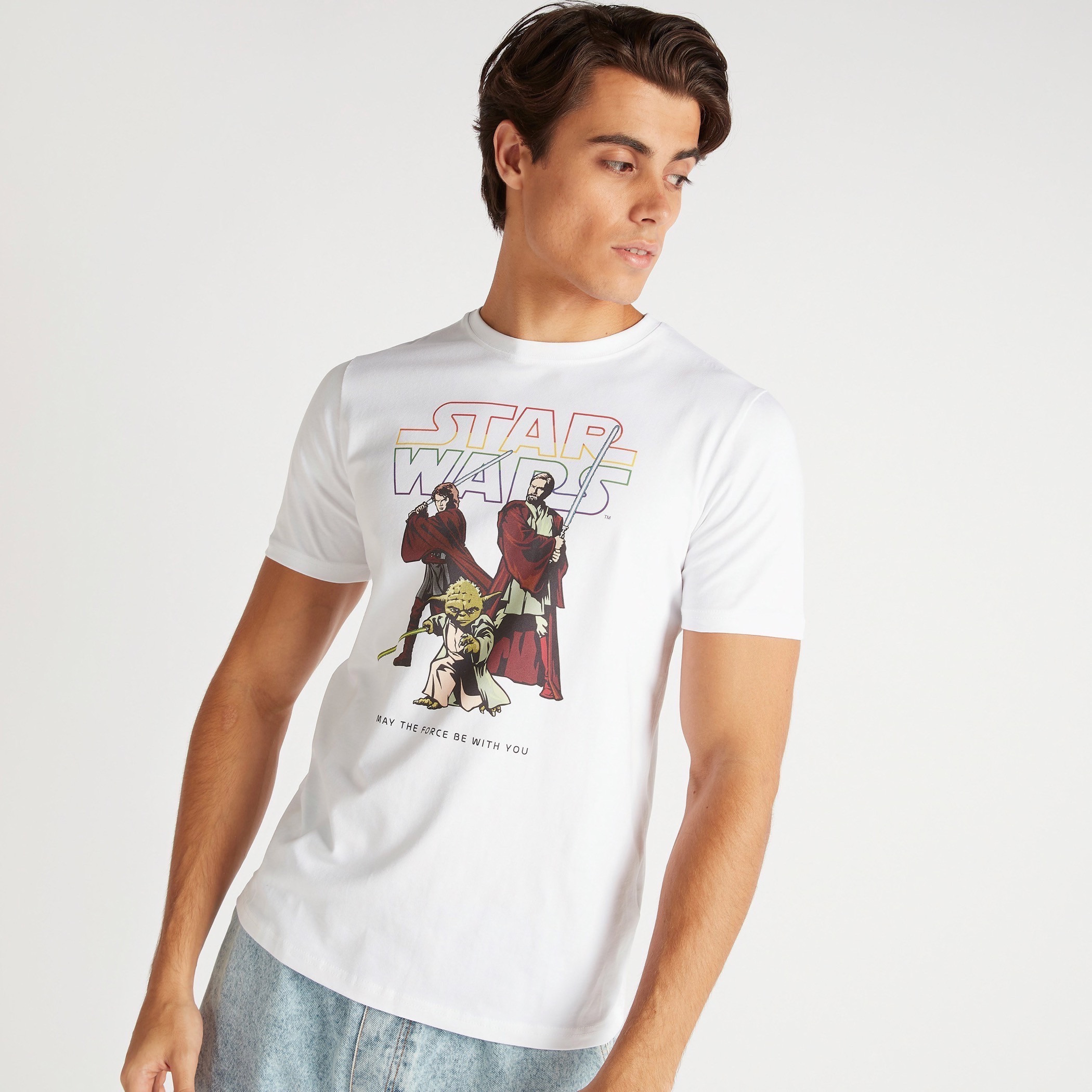 تيشيرت بياقة ضيّقة وأكمام قصيرة وطبعات ستار وورز-men-clothing-tshirtsandpolos-tshirts-image-1