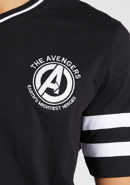 Avengers Embroidered V-neck T-shirt with Short Sleeves