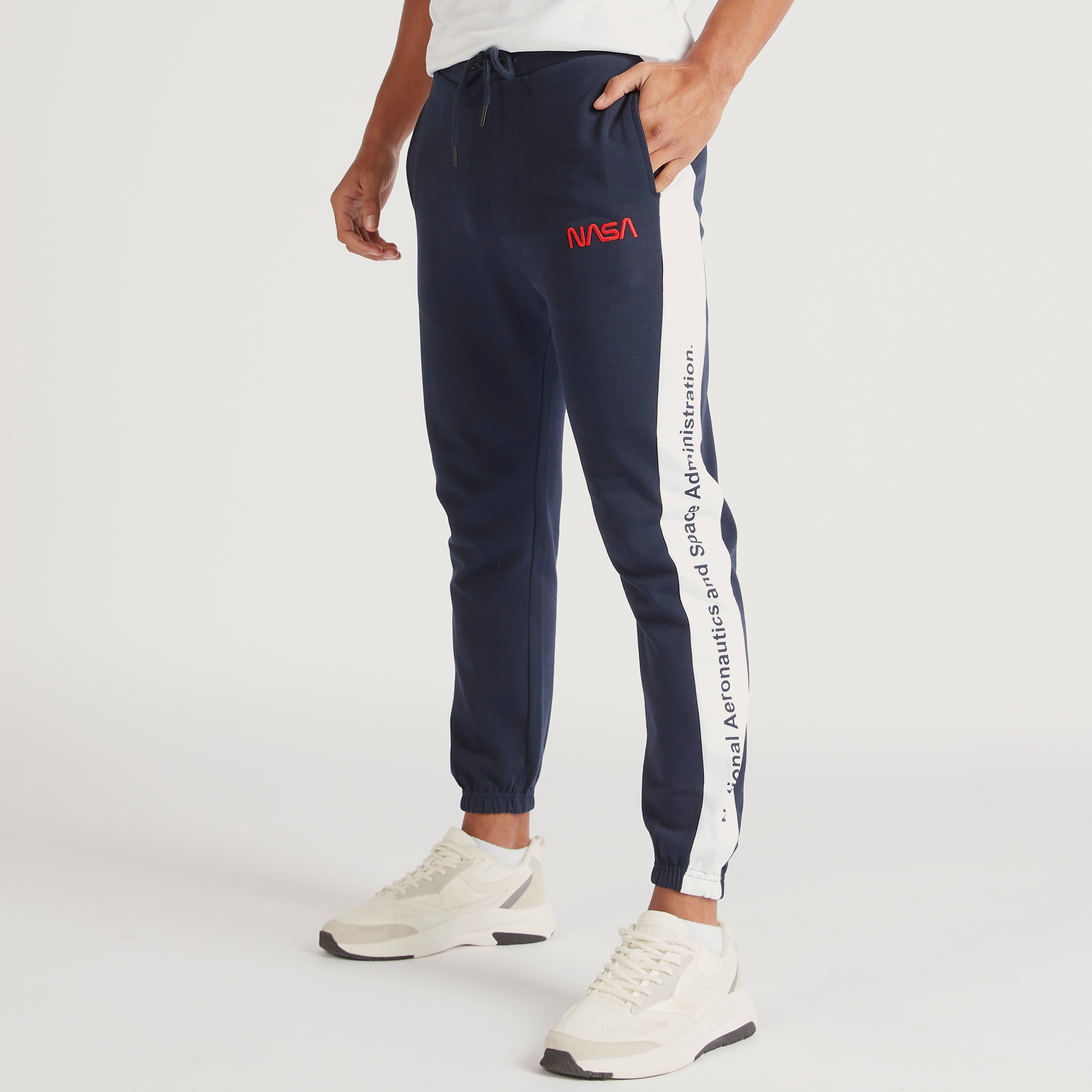 Buy Men s NASA Print Joggers with Drawstring Closure and Pockets