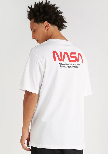 NASA Print Crew Neck T-shirt with Short Sleeves