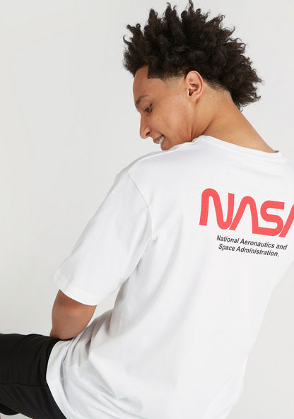 NASA Print Crew Neck T-shirt with Short Sleeves