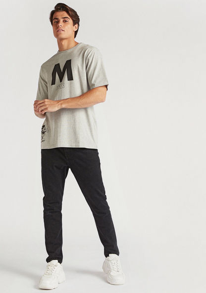 Mickey Mouse Print Relaxed Fit T-shirt with Crew Neck