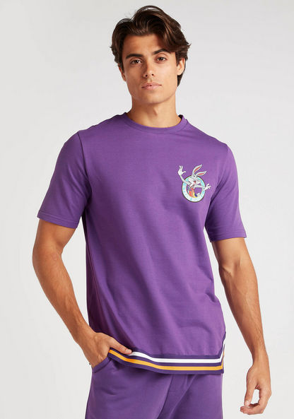 Bugs Bunny Print Crew Neck T-shirt with Short Sleeves