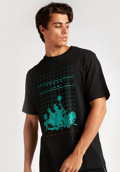 Tune Squad Print Crew Neck T-shirt with Short Sleeves