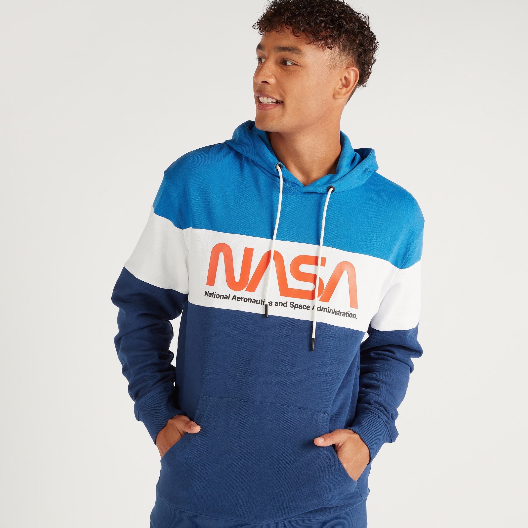 NASA Print Hooded Sweatshirt with Kangaroo Pocket