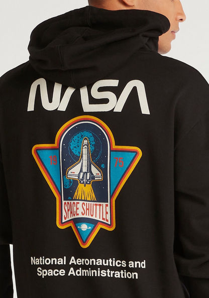 NASA Print Hooded Sweatshirt with Kangaroo Pocket