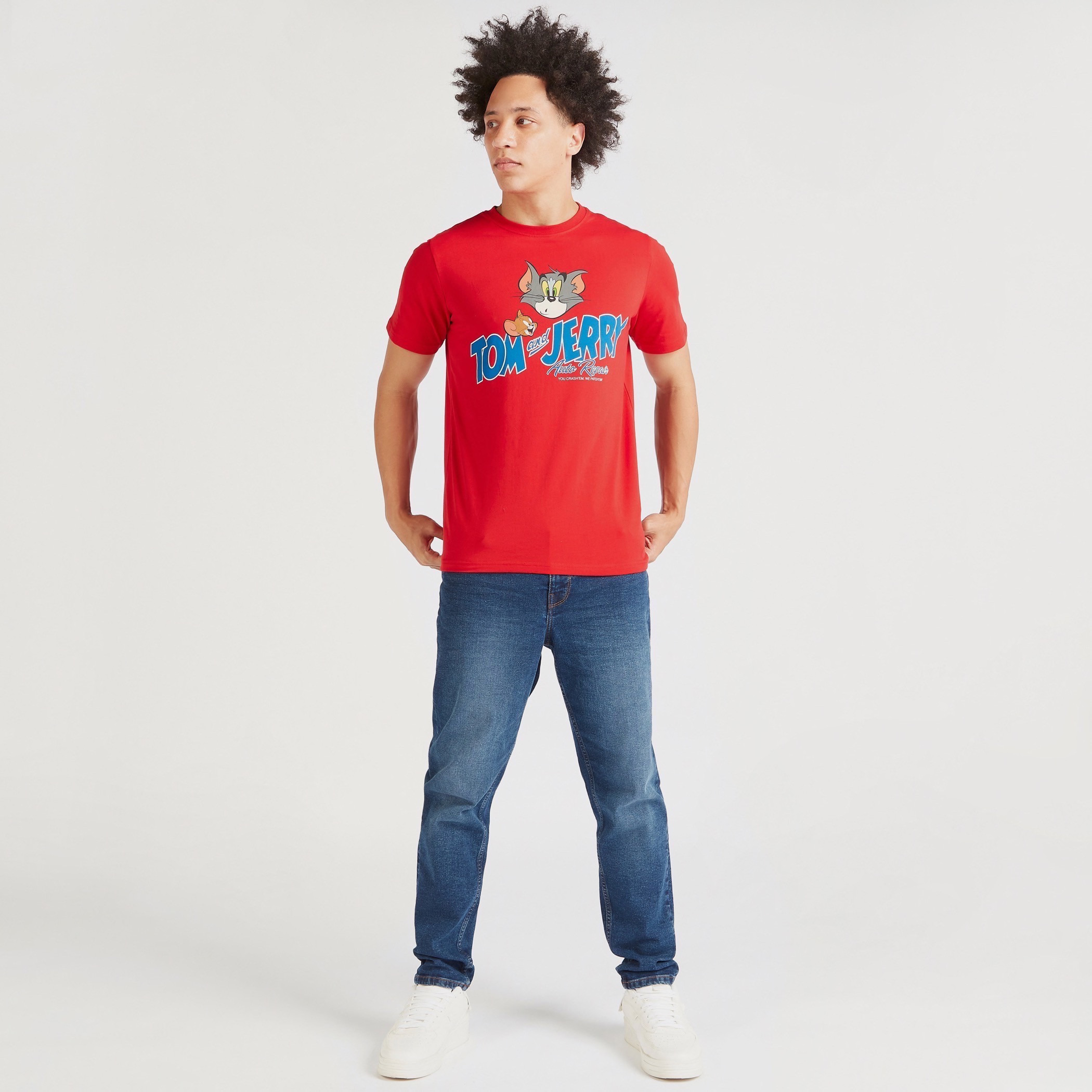 Tom and Jerry Print Crew Neck T-shirt with Short Sleeves-men-clothing-tshirtsandpolos-tshirts-image-2