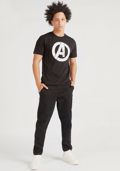 Avengers Print Crew Neck T-shirt with Short Sleeves-T Shirts-image-1