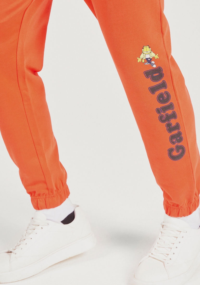 Garfield Print Joggers with Elasticated Waistband and Pockets-Joggers-image-4