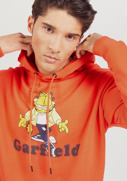 Garfield Print Sweatshirt with Hood and Long Sleeves-Sweatshirts-image-2