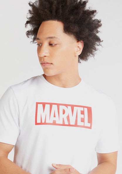 Marvel Print Crew Neck T-shirt with Short Sleeves-T Shirts-image-2