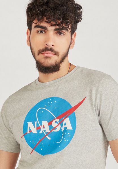 Nasa Print Crew Neck T-shirt with Short Sleeves-T Shirts-image-2