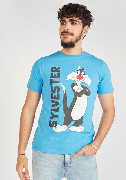 Sylvester Print Crew Neck T-shirt with Short Sleeves-T Shirts-image-0