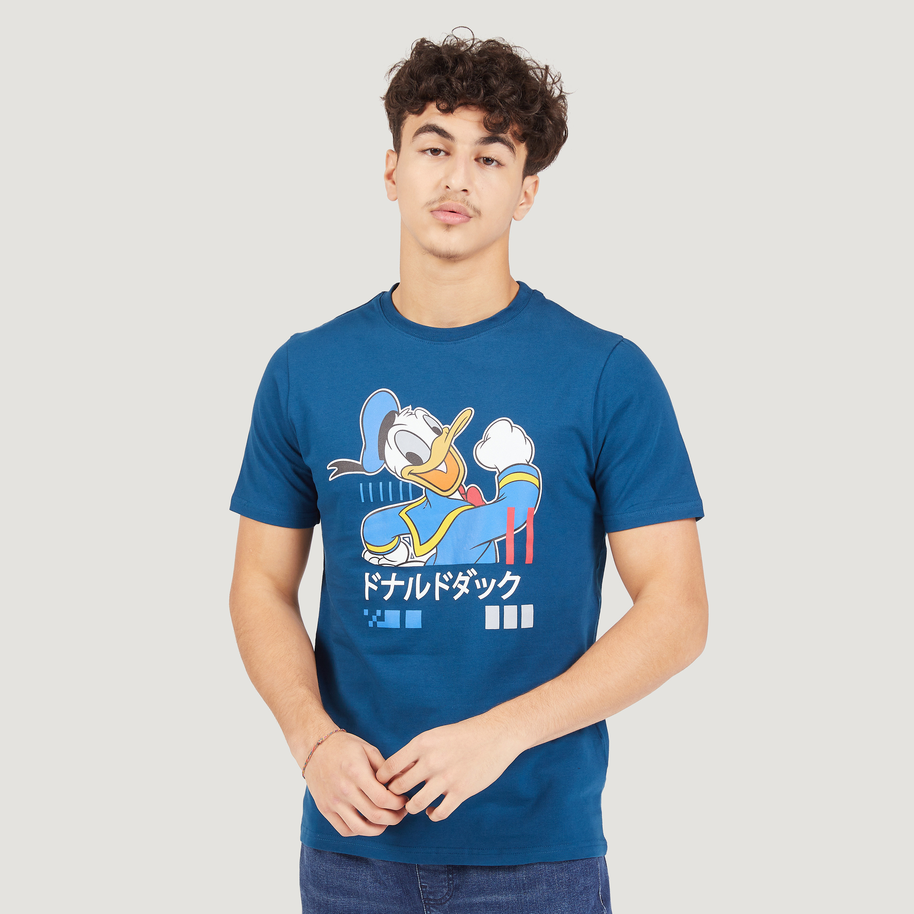 Donald Duck Print Crew Neck T-shirt with Short Sleeves-men-clothing-tshirtsandpolos-tshirts-image-1