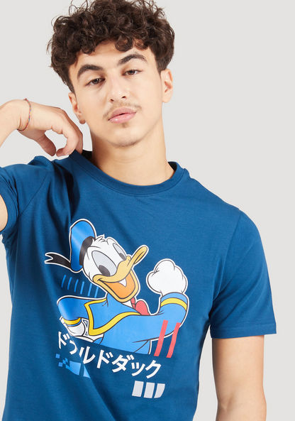 Donald Duck Print Crew Neck T-shirt with Short Sleeves-T Shirts-image-2