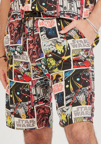 Star Wars Print Shorts with Pockets and Drawstring Closure-Shorts-image-2
