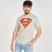 Superman Logo Print Crew Neck T-shirt with Short Sleeves-T Shirts-thumbnail-4