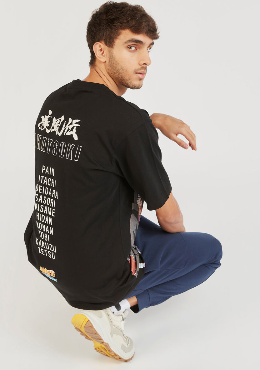 Akatsuki Print Crew Neck T-shirt with Short Sleeves-T Shirts-image-0