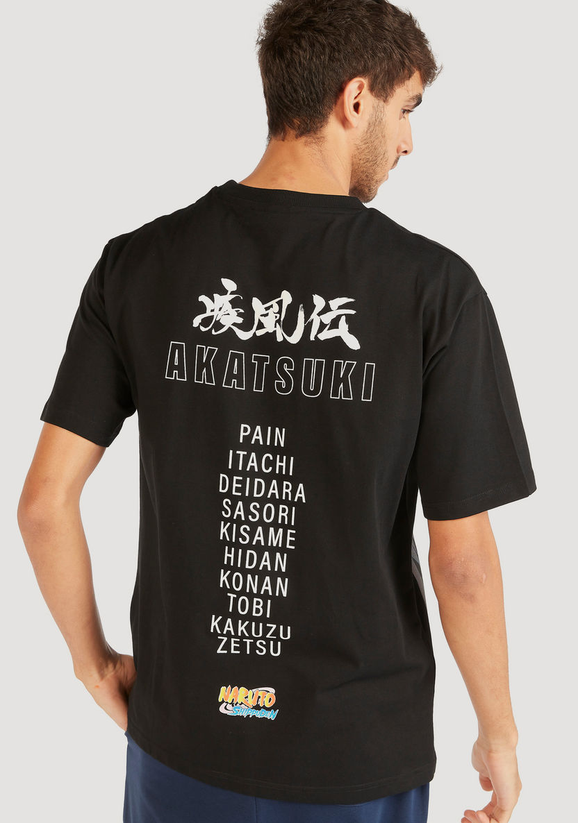 Akatsuki Print Crew Neck T-shirt with Short Sleeves-T Shirts-image-3