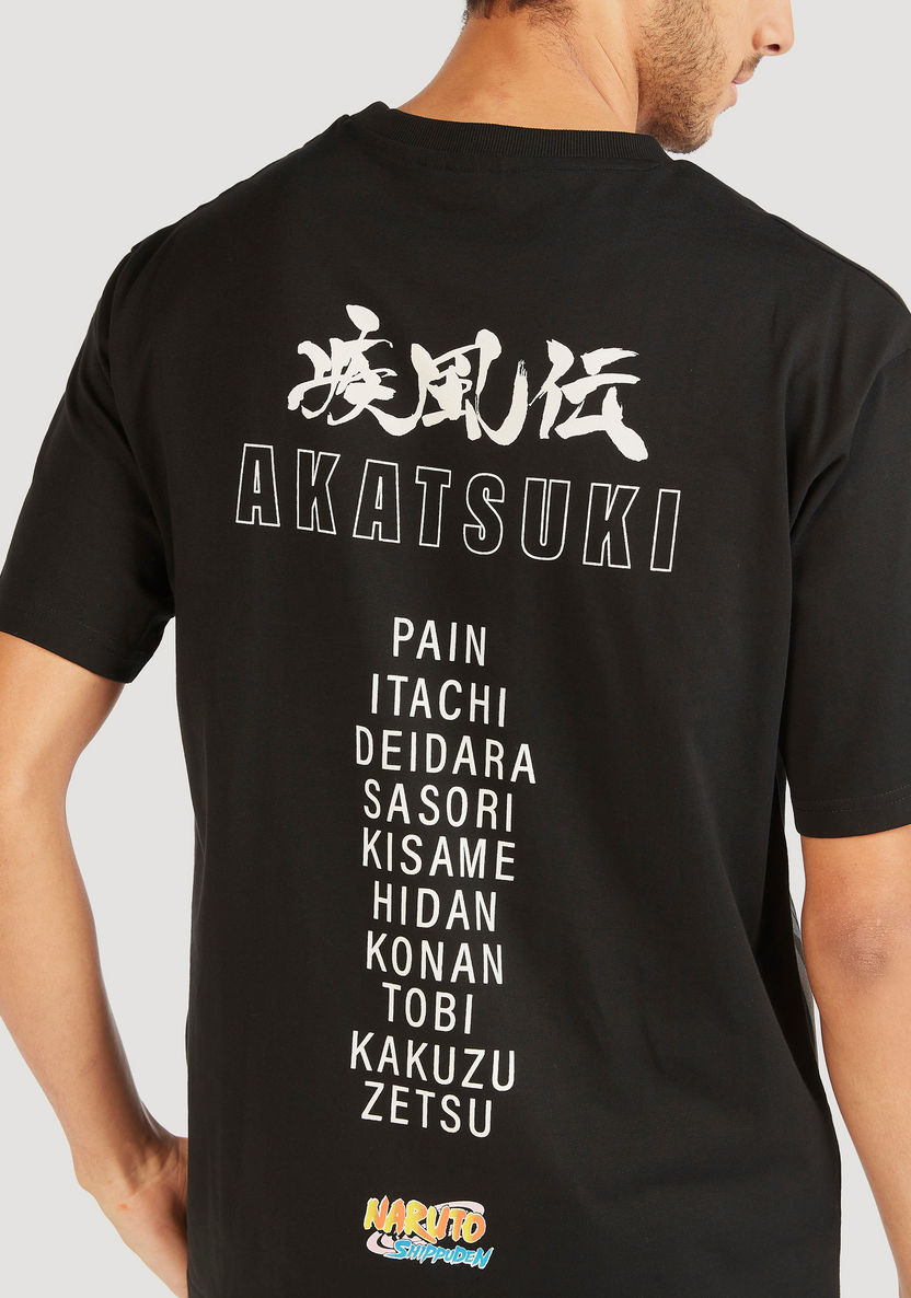 Akatsuki Print Crew Neck T-shirt with Short Sleeves-T Shirts-image-4