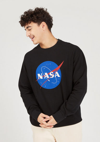NASA Print Crew Neck Sweatshirt with Long Sleeves-Sweatshirts-image-0