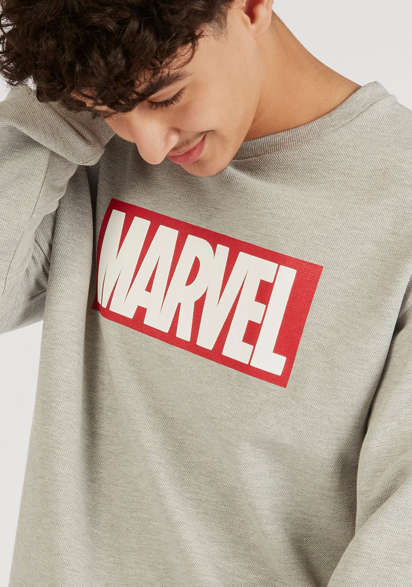 Marvel Print Crew Neck Sweatshirt with Long Sleeves-Sweatshirts-image-2