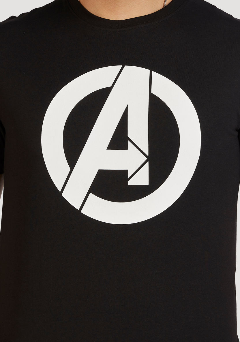 Avengers Print Crew Neck T-shirt with Short Sleeves-T Shirts-image-2