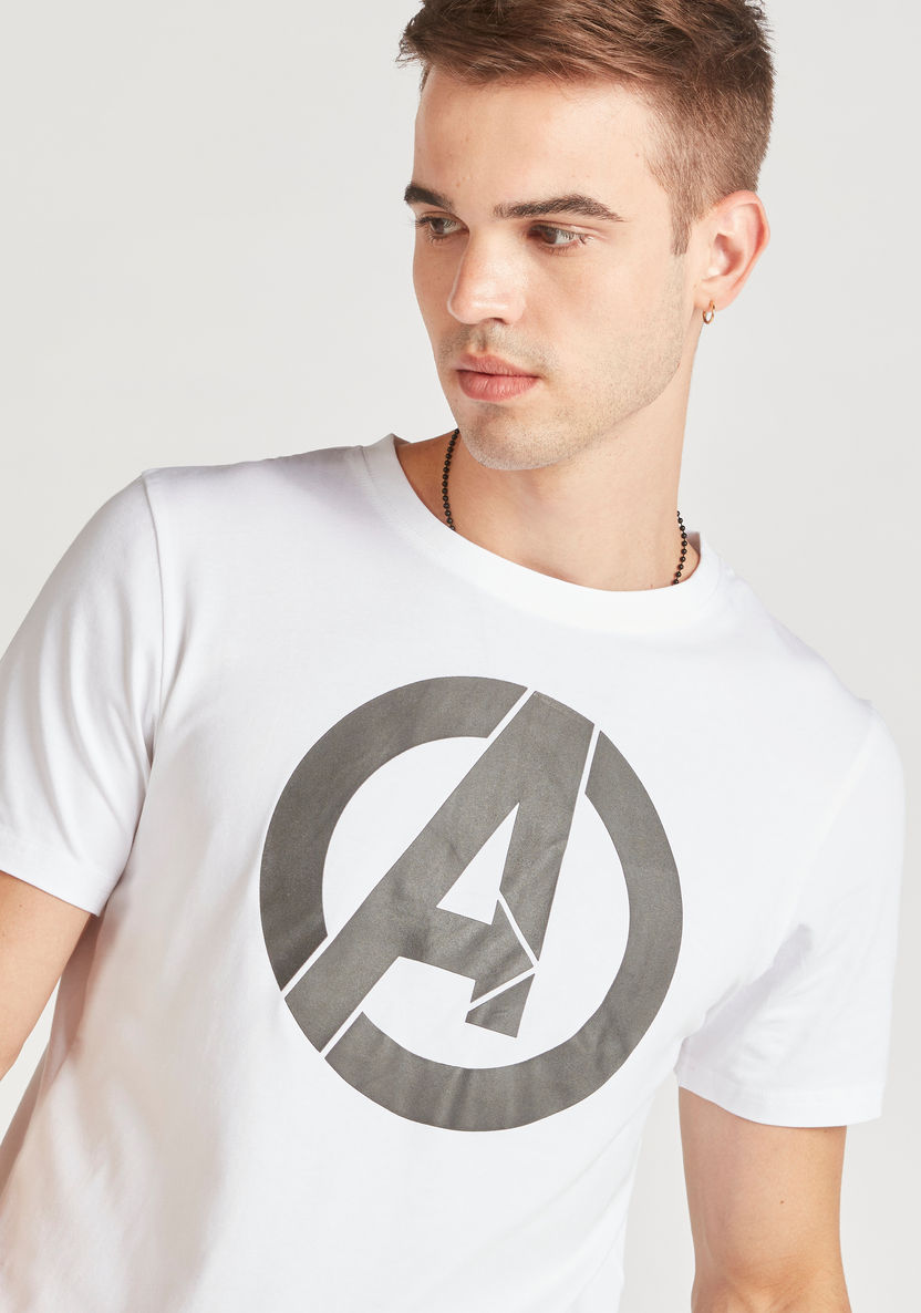 Avengers Print Crew Neck T-shirt with Short Sleeves-T Shirts-image-2