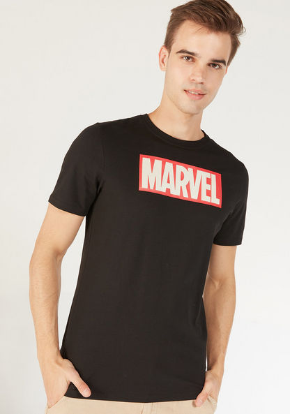 Marvel Print T-shirt with Crew Neck and Short Sleeves-T Shirts-image-0
