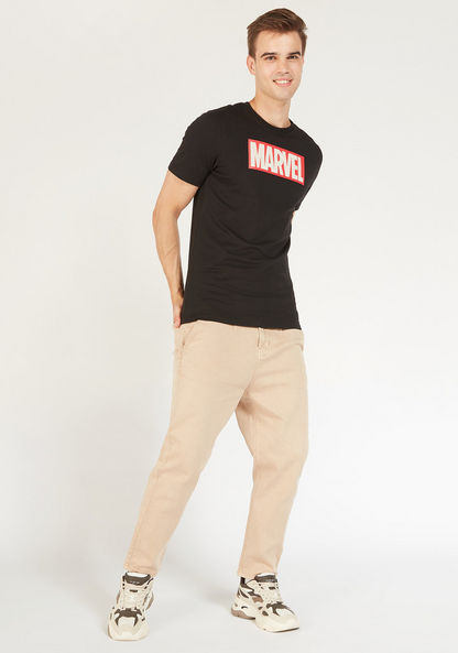 Marvel Print T-shirt with Crew Neck and Short Sleeves-T Shirts-image-1