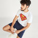 Superman Print Crew Neck T-shirt with Short Sleeves-T Shirts-thumbnailMobile-0