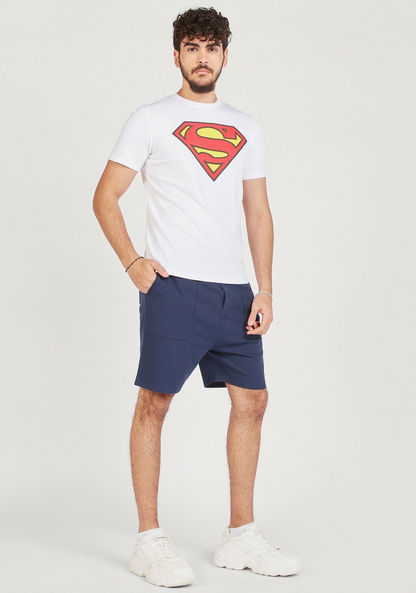 Superman Print Crew Neck T-shirt with Short Sleeves-T Shirts-image-1