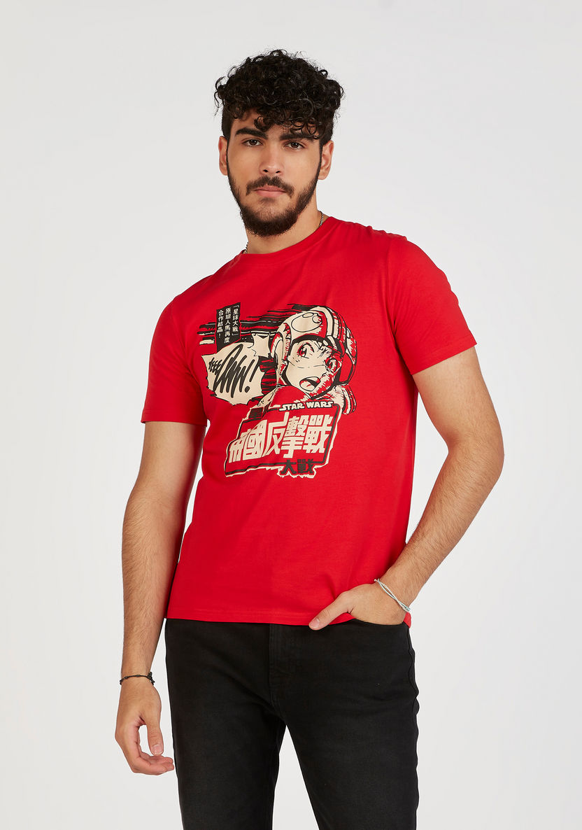 Star Wars Print Crew Neck T-shirt with Short Sleeves-T Shirts-image-0