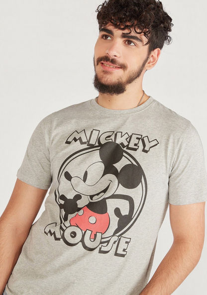 Mickey Mouse Print Crew Neck T-shirt with Short Sleeves-T Shirts-image-2