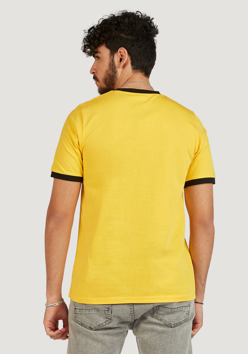 Batman Print Crew Neck Ringer T-shirt with Short Sleeves-T Shirts-image-3