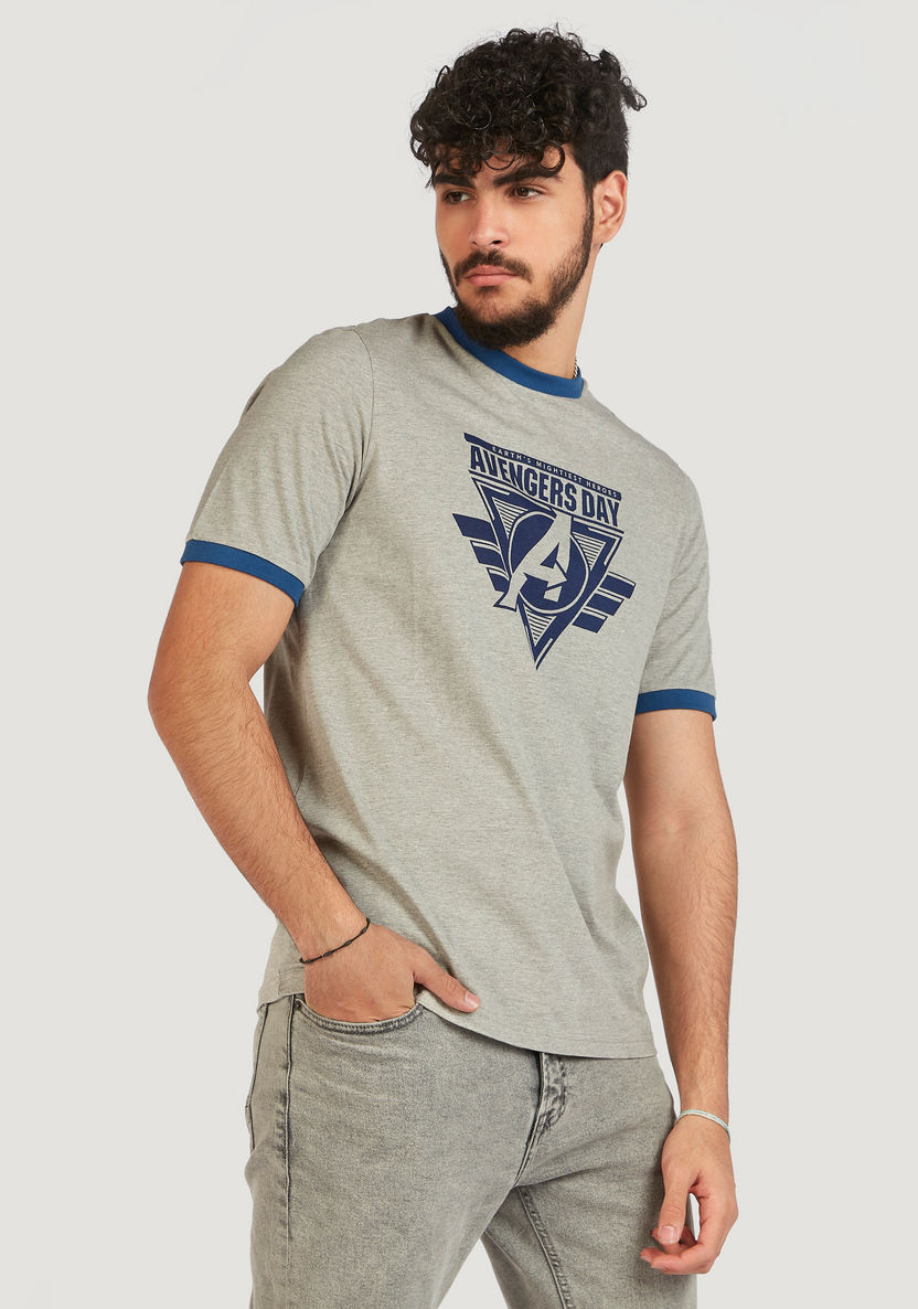 Avenger Print Crew Neck Ringer T-shirt with Short Sleeves-T Shirts-image-0