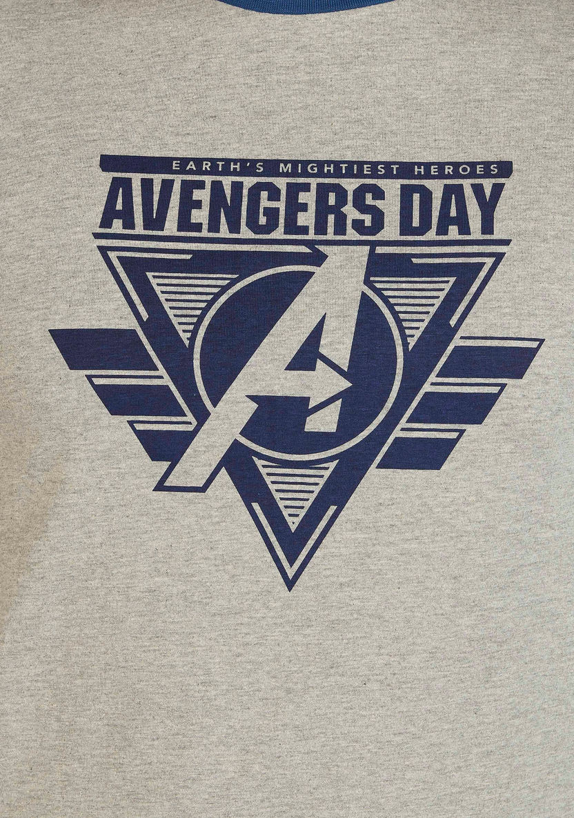 Avenger Print Crew Neck Ringer T-shirt with Short Sleeves-T Shirts-image-2