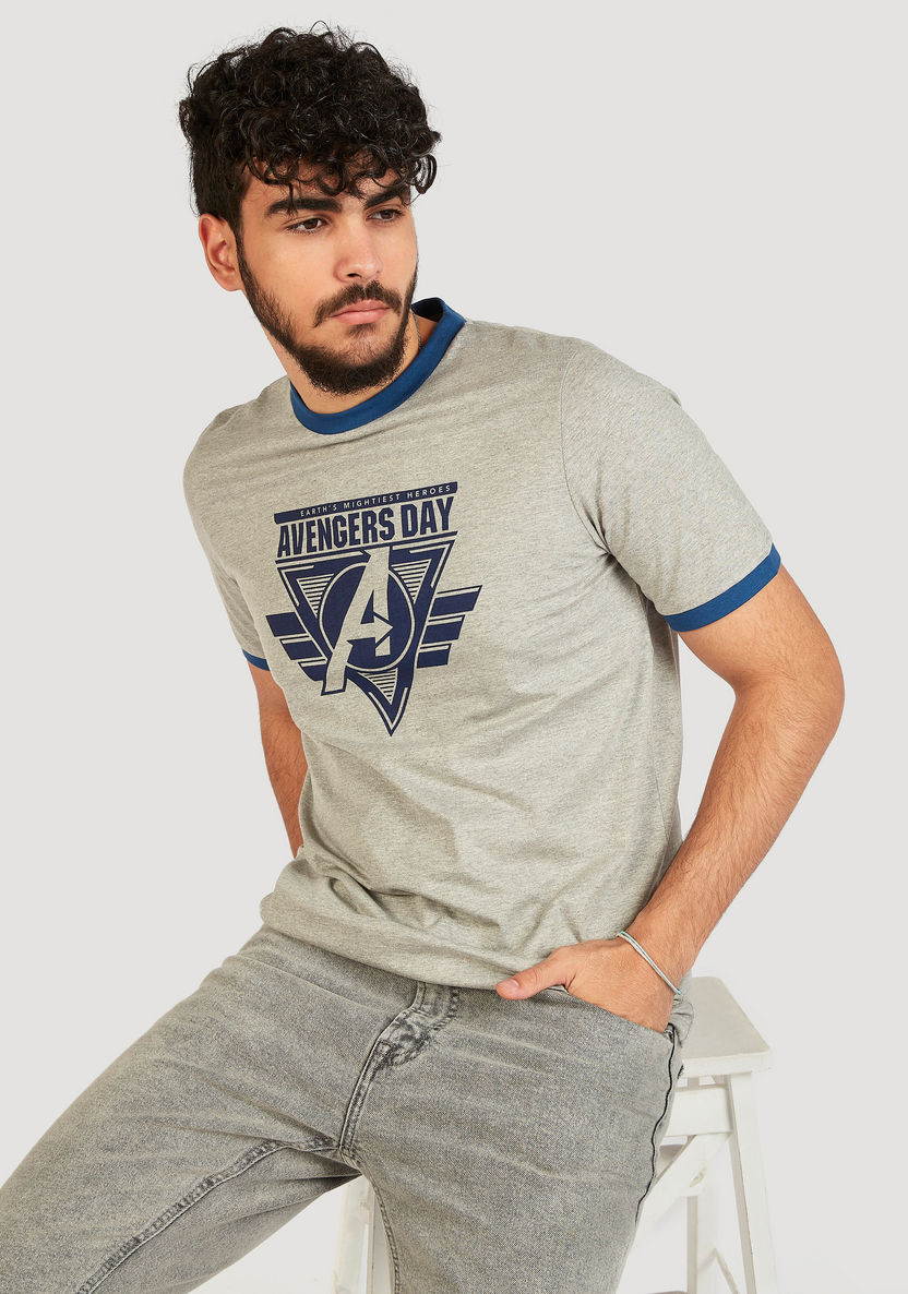 Avenger Print Crew Neck Ringer T-shirt with Short Sleeves-T Shirts-image-4