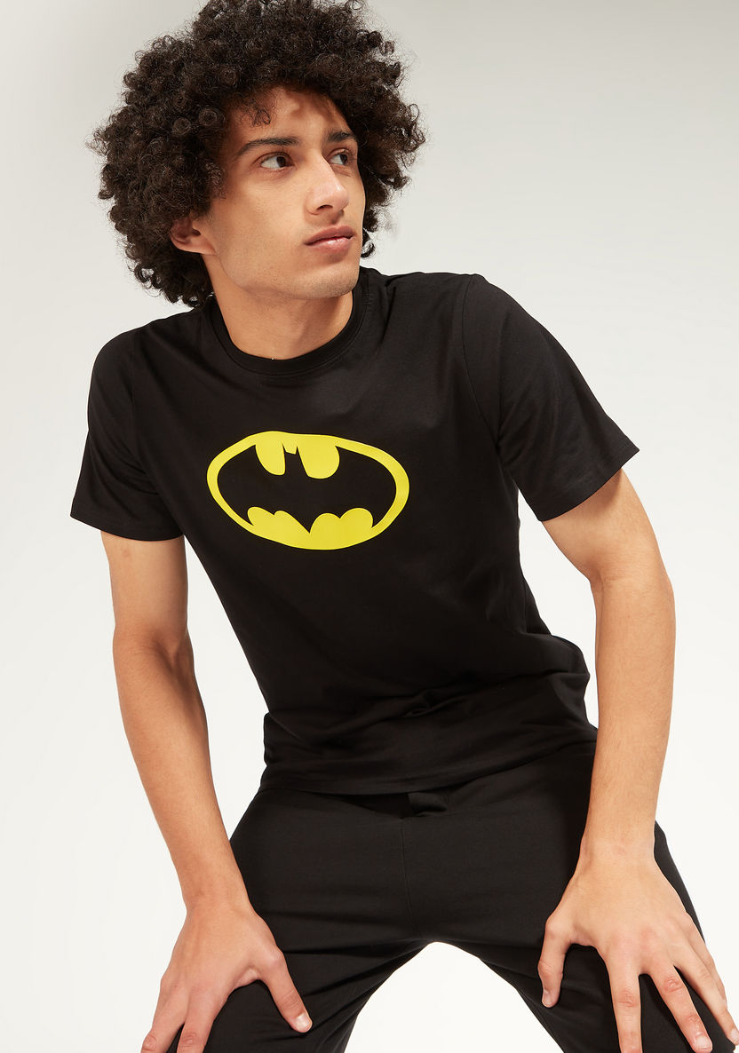 Batman Print T-shirt with Crew Neck and Short Sleeves-T Shirts-image-0