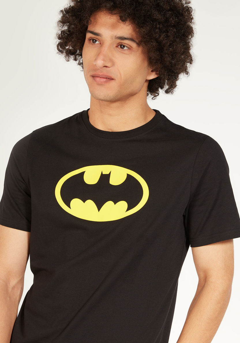 Batman Print T-shirt with Crew Neck and Short Sleeves-T Shirts-image-2