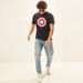 Captain America Print T-shirt with Crew Neck and Short Sleeves-T Shirts-thumbnail-1