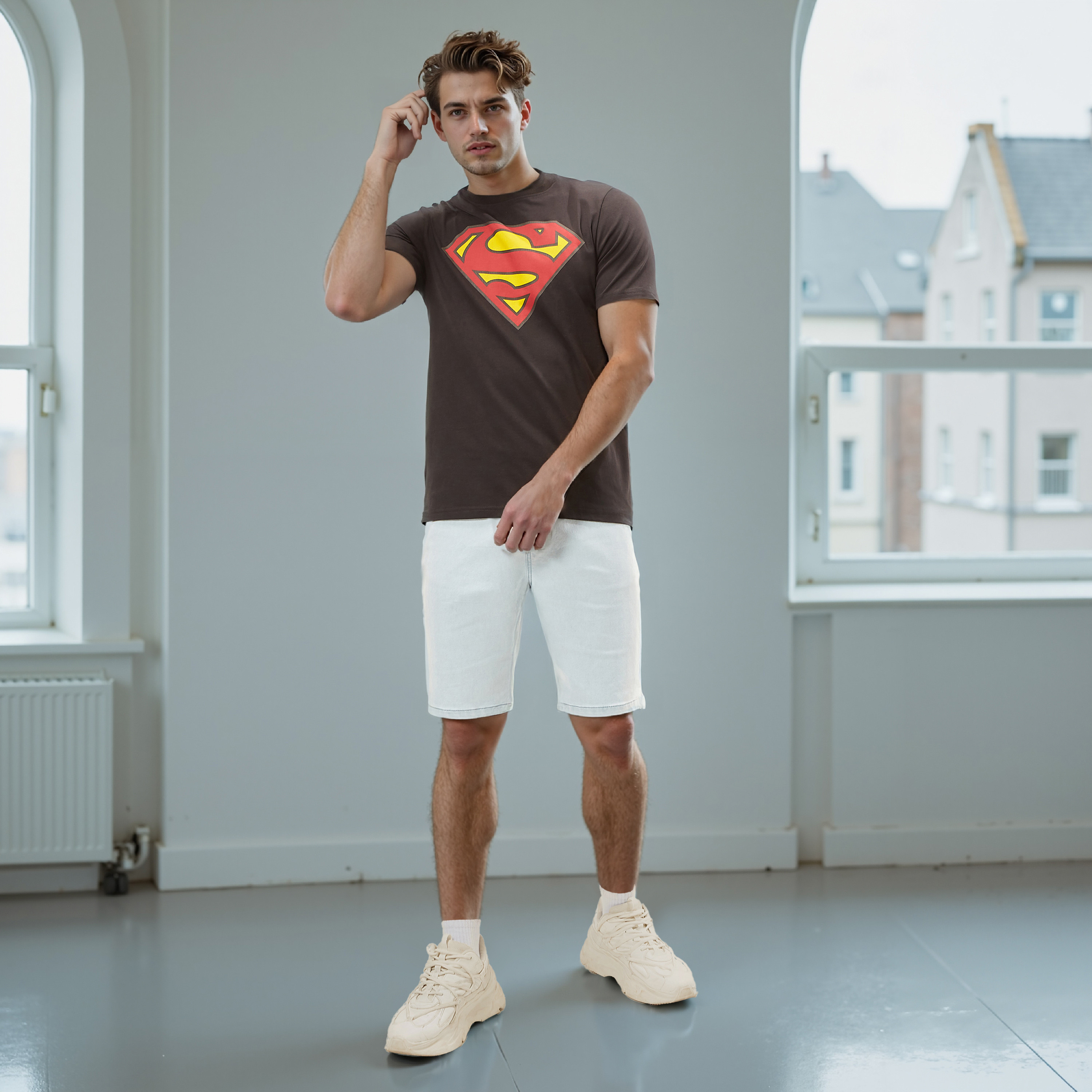 Slim Fit Superman Logo Print Crew Neck T-shirt with Short Sleeves-men-clothing-tshirtsandpolos-tshirts-image-6