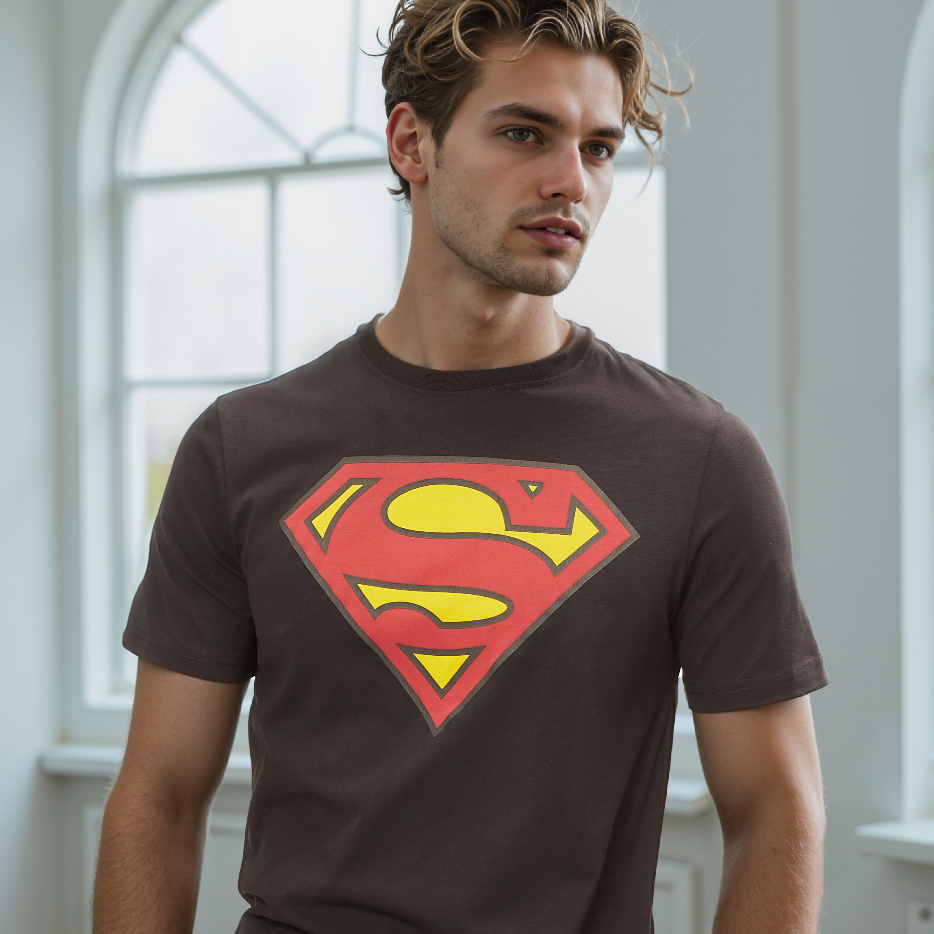 Slim Fit Superman Logo Print Crew Neck T-shirt with Short Sleeves-men-clothing-tshirtsandpolos-tshirts-image-7